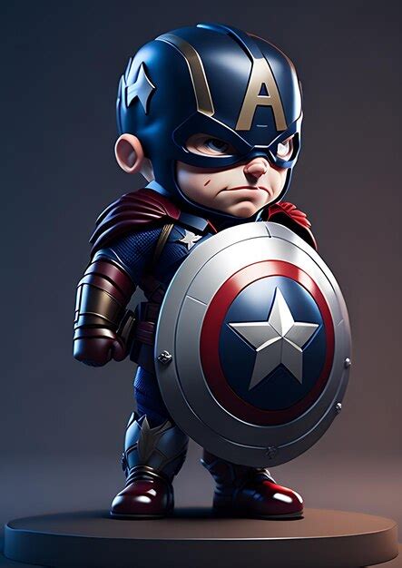 Premium Ai Image A Chibi Caricature Portrait Of Captain America In