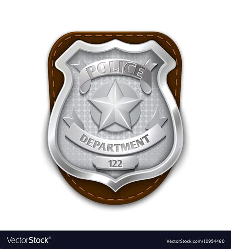 Silver steel police security badge isolated Vector Image