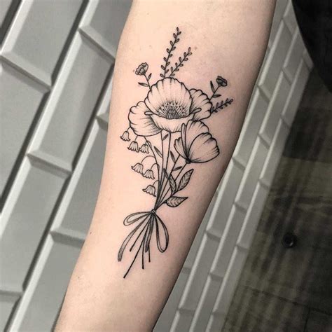 Gladiolus And Poppy Tattoo