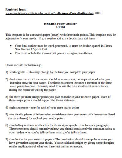 Research Paper Outline - 19+ Examples, Format, PDF