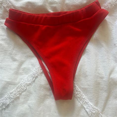 Red High Waisted Bikini Bottoms All Prices Are Depop