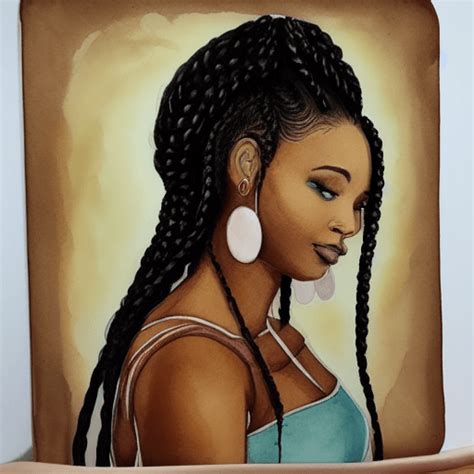 Beautiful Black Woman With Braids In Watercolor Creative Fabrica