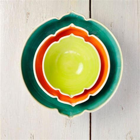 ceramic nesting bowls modern sculptural geometric vessels in