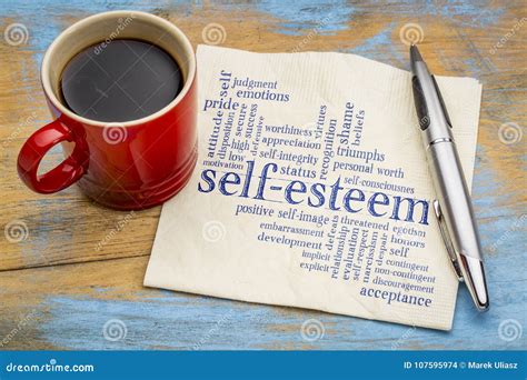 Self Esteem Word Cloud On Napkin Stock Photo Image Of Coffee