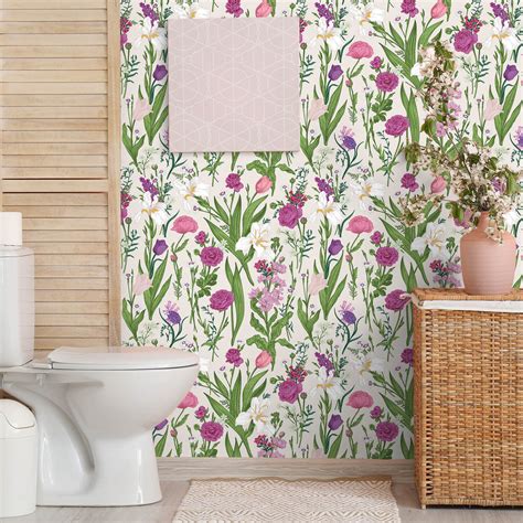 Veelike White And Pink Floral Peel And Stick Wallpaper Veelike