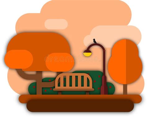 Autumn Sunset In The Park Stock Vector Illustration Of Park 125228958