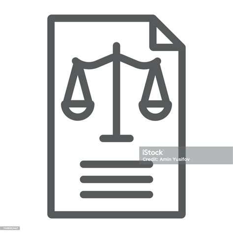 Legal Document Line Icon Law And Paper Declaration Sign Vector Graphics