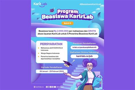 Beasiswa KarirLab 2024 Bagi Para Mahasiswa Diploma Dan S1 Berikut