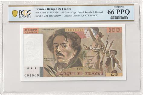 Billet France 100 Francs Delacroix 1981 Série C 45 PCGS 66 PPQ