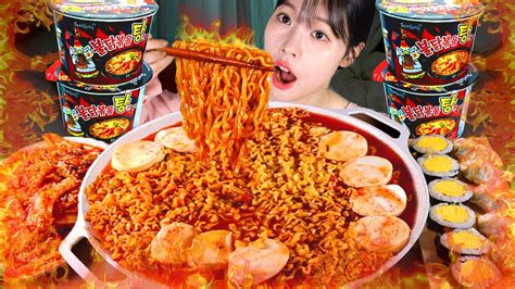 Asmr Mukbang 직접 만든 순두부 불닭볶음탕면 계란 김밥 먹방 And 레시피 Gimbap And Fire Noodles