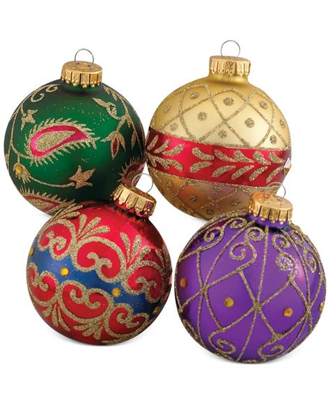 Kurt Adler Set of 4 Imperial Design Glass Ornaments - Macy's