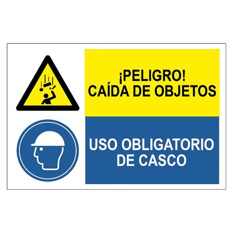 Señal Combinada ¡peligro CaÍda De Objetos Y Uso Obligatorio De Casco