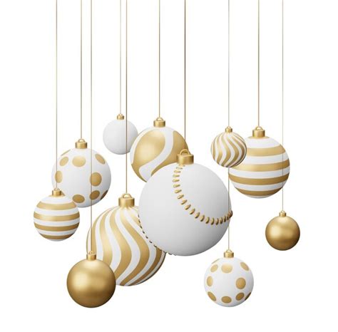 Premium Photo Golden Baseball Hanging Christmas Balls 3d Render