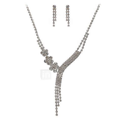 Gorgeous Czech Rhinestones Alloy Plated Wedding Necklace And Earrings