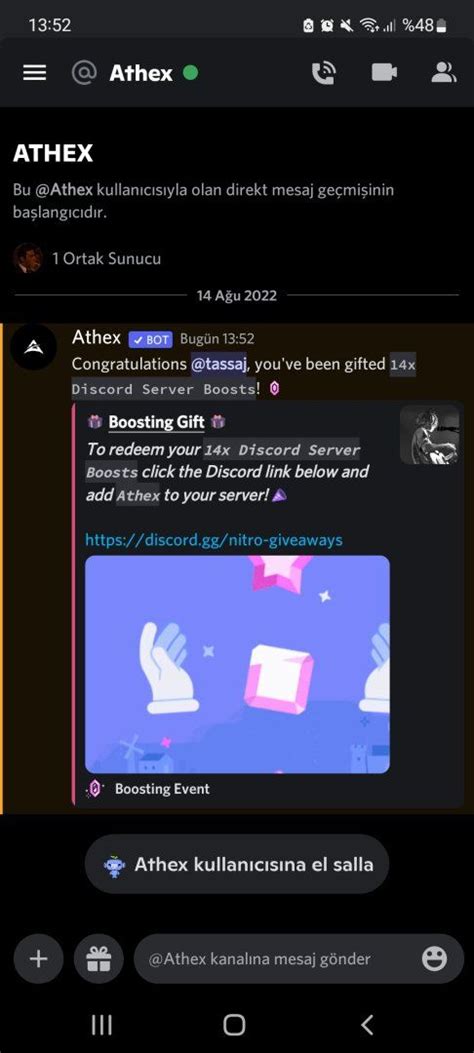 Discord Da Athex Botu Boost Kazand M S Yl Yor Technopat Sosyal