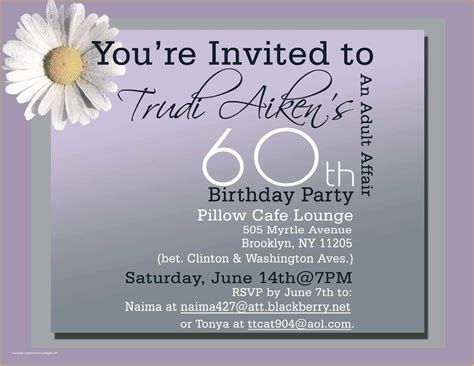 60Th Birthday Invitation Templates Free