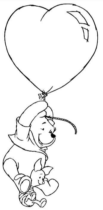 Winnie The Pooh Holding A Heart Balloon