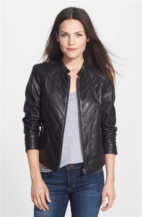 Halogen® Quilted Leather Jacket Nordstrom