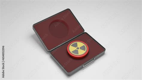 Loop 3d Animation Suitcase Briefcase With A Nuclear Button On A White Background The