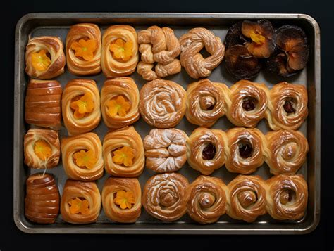 arrangement of various pastries on a tray view from above, ai ...