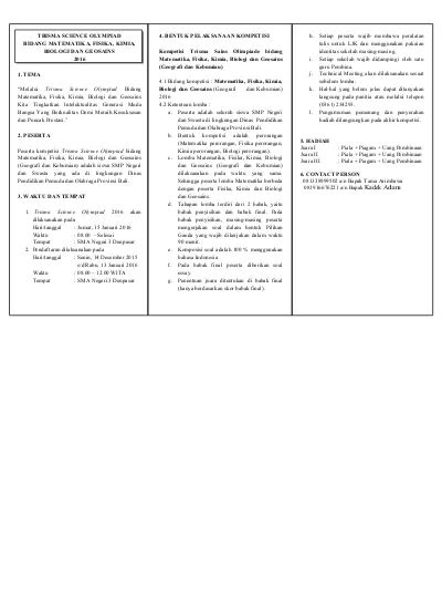 4 BENTUK PELAKSANAAN KOMPETISI Kompetisi Trisma Sains Olimpiade