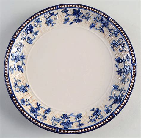 Floral Lace Basketweave Blue Dinner Plate By Temp Tations Replacements Ltd