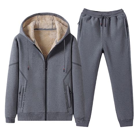 Yydgh On Clearance Mens Sherpa Fleece Lined Tracksuits 2 Piece Hooded