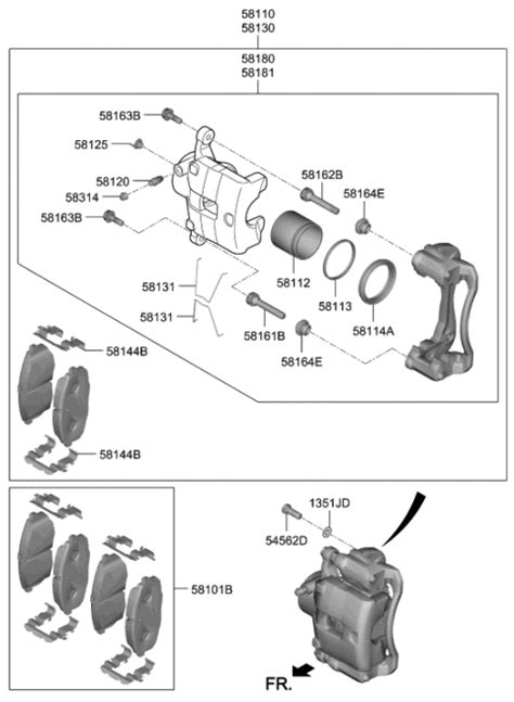 58180 K4a05 Genuine Hyundai Caliper Kit Brakelh