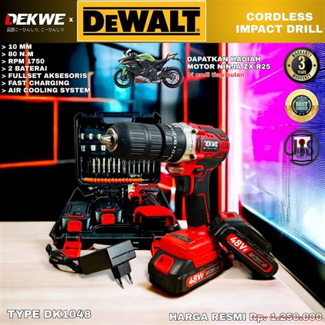 Jual Gratis Ongkir Bor Impact Brushless Dewalt Garansi Resmi Thn Mm