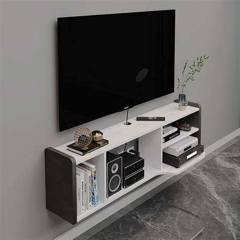 Pmnianhua Wall Mounted Tv Console 49 Wood Floating Tv Shelf Media