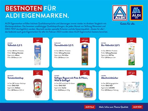 Bestnoten für ALDI Eigenmarken im Februar 2023