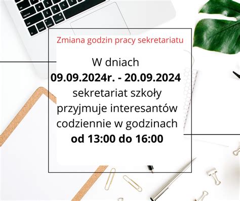 Zmiana Godzin Pracy Sekretariatu Szko A Podstawowa Nr