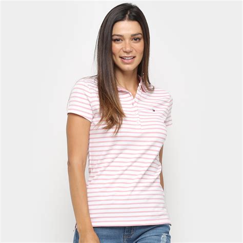 Camisa Polo Tommy Hilfiger Listrada Feminina Colorido Zattini