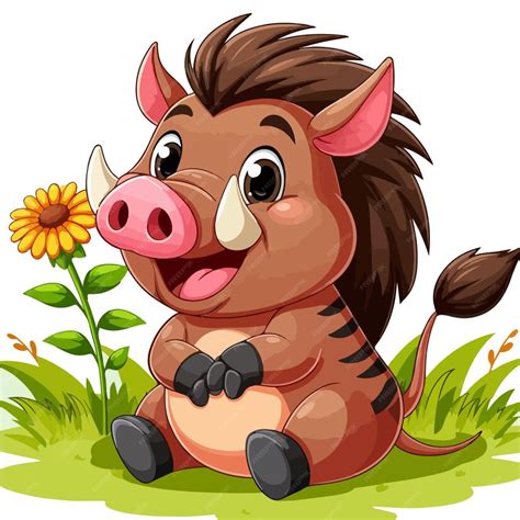 Premium Vector Cute Warthog Vector Cartoon Illustration