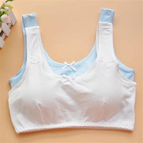 Child Bras 100%Cotton Student Bra Teen Kid Bra Models Solid White Pink ...