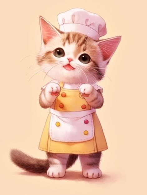 Premium Photo There Is A Cat Wearing A Chefs Hat And Apron Generative Ai