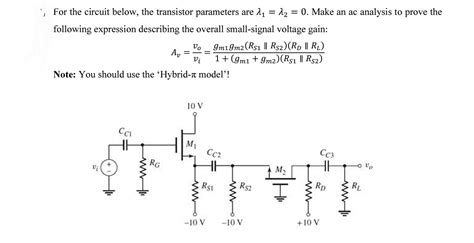 For The Circuit Below The Transistor Parameters Are Lambda1 Lambda2