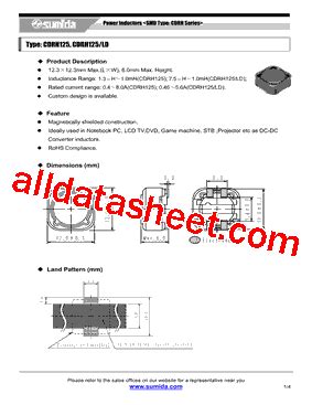 CDRH125NP 100MC Datasheet PDF Sumida Corporation