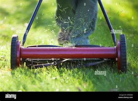 Woman Pushing Lawn Mower Hi Res Stock Photography And Images Alamy