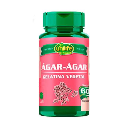 Gelatina Vegetal Agar agar Unilife 60 Cápsulas De 500mg Shopee Brasil