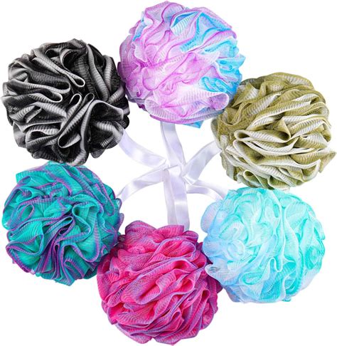 Btyms 6 Pcs Shower Pouf 60g Bath Loofah Shower Sponge