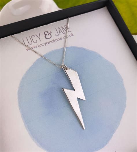 Sterling Silver Large Lightning Bolt Necklace Lucy And Jane