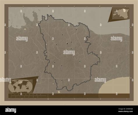 Laane Viru County Of Estonia Elevation Map Colored In Sepia Tones