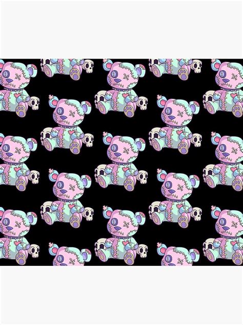 Creepy Teddy Bear Kawaii Pink Pastel Goth Cute Anime Lover Throw