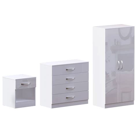 Hulio White Trio Bedroom Set Modern Bedroom Furniture Set