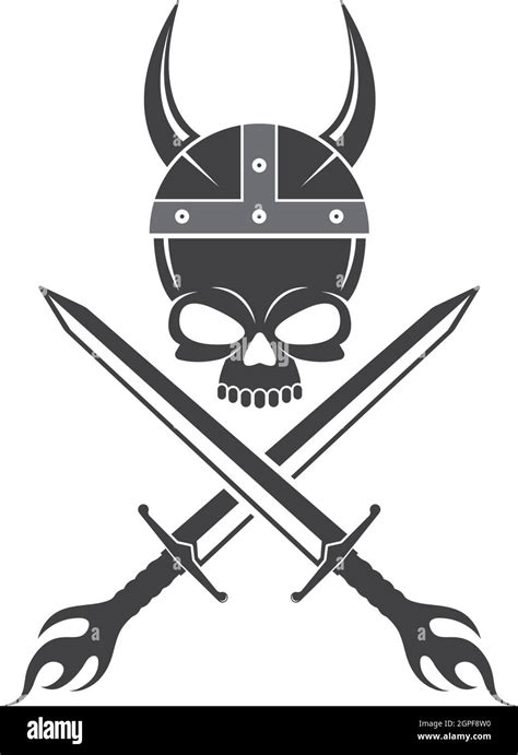 spartan helmet with skull and sword vector icon illustration Stock ...