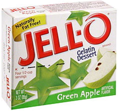 Jell-O Gelatin Dessert Green Apple 3.0 oz Nutrition Information | ShopWell