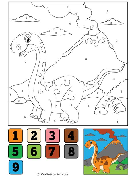 Dinosaur Color By Number Printable Crafty Morning