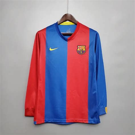 Retro 2006 07 Barcelona Long Sleeve Soccer Jersey Home Soccer Jersey