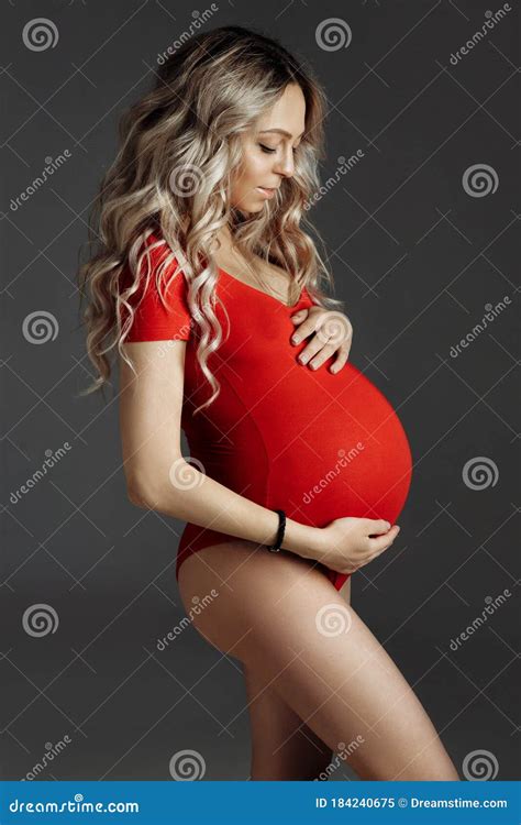 Stylish Pregnant Girl In The Studio Isolated Stock Image Image Of